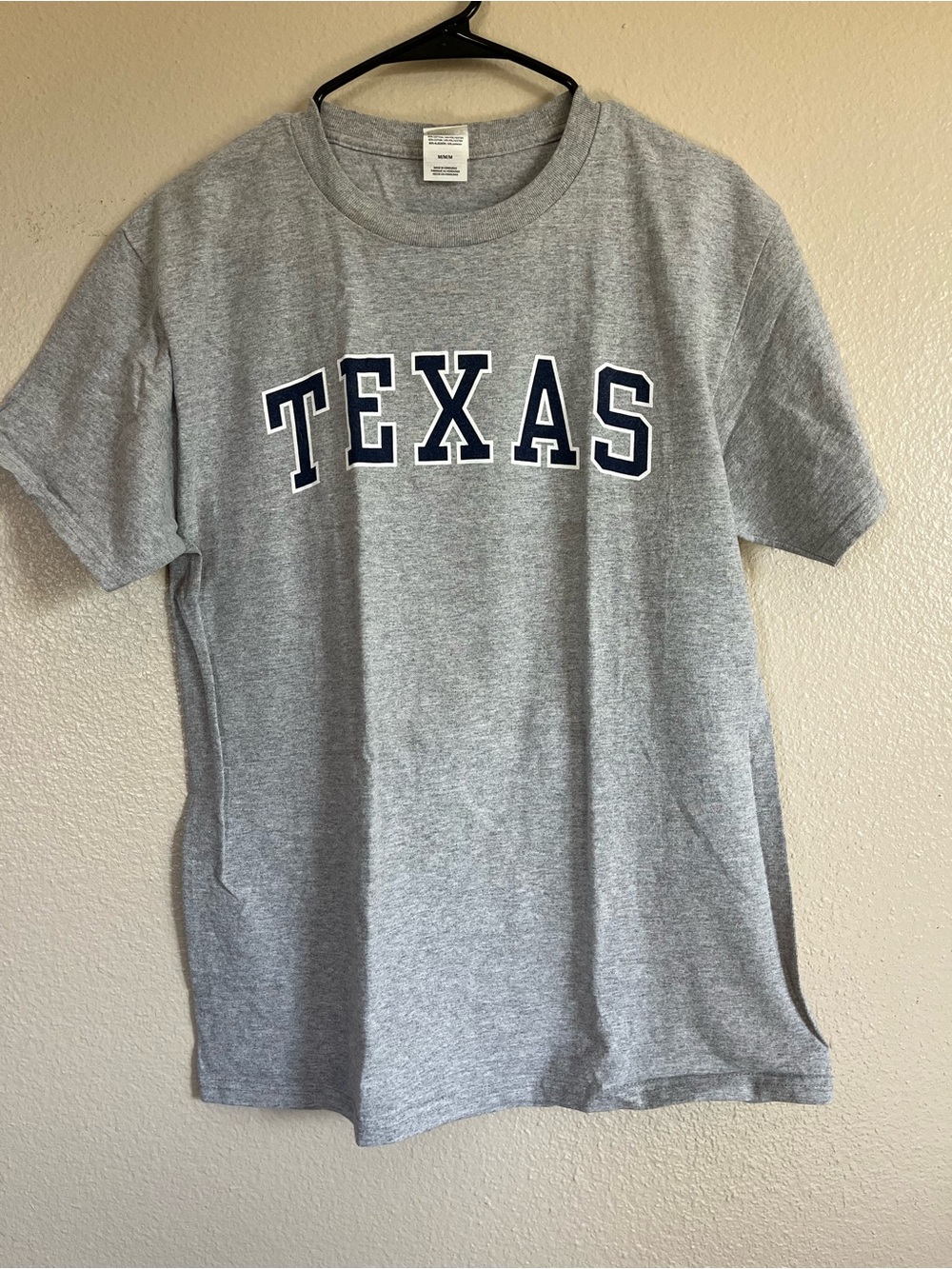 Hanes Gray 'TEXAS' Short Sleeve Tee with Navy Letters